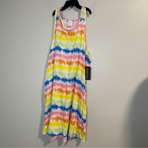 Melrose and Market White Stripe Tie Dye Tank Dress XL (14-16)